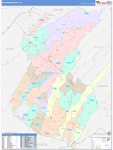 Huntingdon County Wall Map Color Cast Style