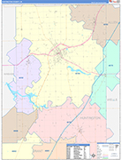 Huntington Wall Map Color Cast Style