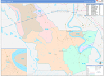 Iberville County Wall Map Color Cast Style