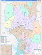 Iredell County Wall Map Color Cast Style