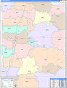 Iroquois County Wall Map Color Cast Style