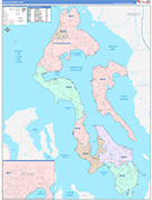 Island Wall Map Color Cast Style