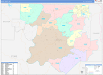 Izard County Wall Map Color Cast Style