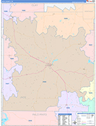 Jack County Wall Map Color Cast Style