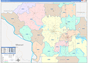 Jackson County Wall Map Color Cast Style