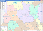Jasper County Wall Map Color Cast Style