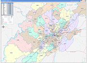 Jefferson County Wall Map Color Cast Style