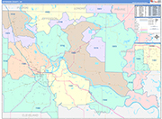 Jefferson County Wall Map Color Cast Style