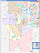 Jefferson Wall Map Color Cast Style