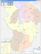 Jefferson County Wall Map Color Cast Style