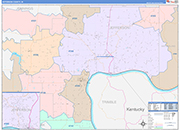 Jefferson Wall Map Color Cast Style