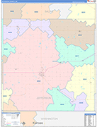 Jefferson County Wall Map Color Cast Style