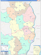 Jefferson County Wall Map Color Cast Style