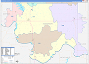 Jefferson County Wall Map Color Cast Style