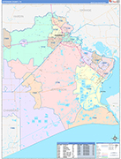 Jefferson County Wall Map Color Cast Style