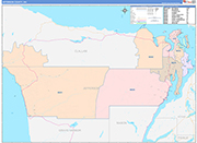 Jefferson Wall Map Color Cast Style