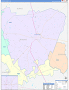 Jenkins County Wall Map Color Cast Style