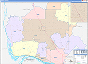 Jersey County Wall Map Color Cast Style