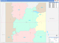 Jewell County Wall Map Color Cast Style