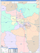 Johnson County Wall Map Color Cast Style