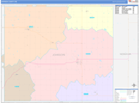 Johnson County Wall Map Color Cast Style