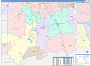 Johnson County Wall Map Color Cast Style
