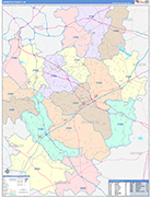 Johnston County Wall Map Color Cast Style