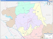 Jones County Wall Map Color Cast Style