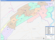 Juniata Wall Map Color Cast Style