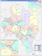 Kanawha County Wall Map Color Cast Style