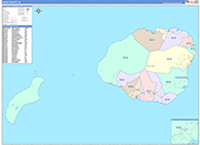 Kauai County Wall Map Color Cast Style