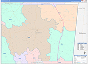 Kemper County Wall Map Color Cast Style
