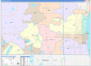 Kenosha County Wall Map Color Cast Style