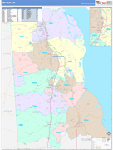 Kent County Wall Map Color Cast Style