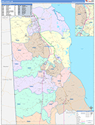 Kent County Wall Map Color Cast Style