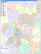 Kent County Wall Map Color Cast Style