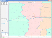 Kimball County Wall Map Color Cast Style