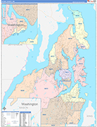 Kitsap Wall Map Color Cast Style