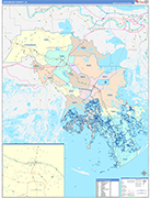 Lafourche County Wall Map Color Cast Style