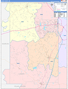 Lamar County Wall Map Color Cast Style