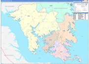 Lancaster County Wall Map Color Cast Style
