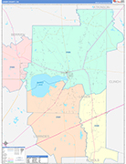 Lanier County Wall Map Color Cast Style