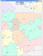 Latah Wall Map Color Cast Style