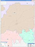 Leake County Wall Map Color Cast Style