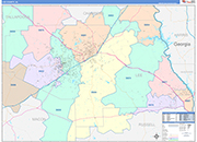 Lee County Wall Map Color Cast Style