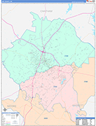 Lee County Wall Map Color Cast Style