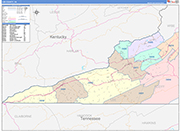 Lee County Wall Map Color Cast Style