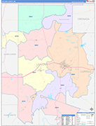 Leflore County Wall Map Color Cast Style