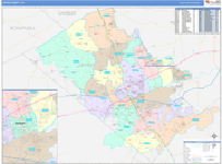 Lehigh County Wall Map Color Cast Style