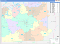 Lenawee County Wall Map Color Cast Style
